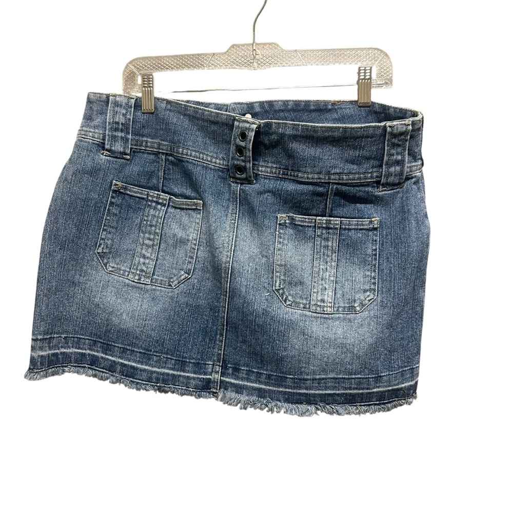 725 Originals Denim Mini Skirt w/ Wide Belt - Released Hem - Size L - Picture 5 of 8